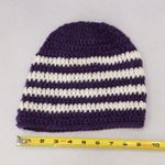 Purple Chevron Multi Color Crochet Cable Knit Y2K Vintage Cottage Beanie Cap Hat Photo 5