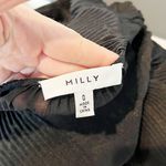 Milly  V Neck Long Sleeve Pleated Liv Belted Mini Dress Black 0 Photo 1