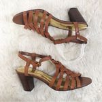 Ralph Lauren RALPH‎ LAUREN Langley Brown Leather Sandal Chunky Heel Strappy Classic Size 9 Photo 3