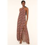 Lulus  Floral Black Neck Tie Halter Maxi Dress Photo 1