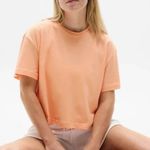 Athleta  M True Cotton Crop Tee Papaya Orange Medium Regular Photo 0