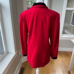 Vintage International Scene Red Wool Blazer Jacket Black Velvet Collar Cording S Photo 6