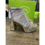 Sam Edelman Jullian Platform Dress Sandal Silver Metallic Chunky Heel Size 8.5 Photo 2
