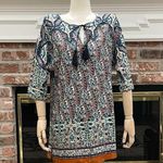 Vibrant paisley blue and orange tunic / M / Excellent condition Size M Photo 5
