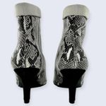 42 Gold Olvy Black White Snake Leather Cuff Slip On Pointed 3" Heel Ankle Boot 7 Photo 3