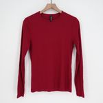American Giant Womens Long Sleeve Ribbed Knit Crew Neck T Shirt Burgundy Size M Red Size M Photo 1