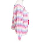 J.Crew  NWT Striped Peasant Blouse Women’s Size XS Pink Tassel Tie Metallic Photo 5