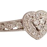 10K 10KT WHITE SOLID GOLD ROUND DIAMOND HEART RING SIZE 7 Anniversary BAND Photo 1