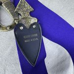 Vintage Omega Arrowhead Western Style Leather Elastic Purple Belt Photo 4