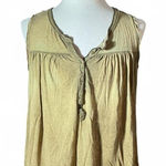 We The Free Gauze Henley Tank Top Khaki Tan Button Up Sleeveless Photo 0