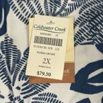 Coldwater Creek Blazer Womens 2X Blue White Linen Blend Minimalist Career Photo 8