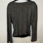 J.B.S. Elegant Black and White Wrap Blouse Gold Silver Metallic Large Party Photo 6