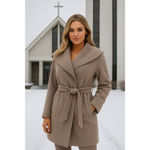 Merona  Wool Wrap Coat Belt Gray Wide Collar S Parisian Scandi Preppy Old Money Photo 1