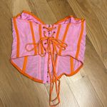 Urban Outfitters  Corset Top Pink and Orange Lace Up Size Medium Photo 2