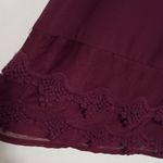 Giddy Up Glamour  M Sleeveless Cutwork Lace Front Layered Swing Top in Maroon Photo 7