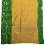 Handmade Vtg Indian Silk Kantha Embroidered Shawl Scarf Pashmina Wrap Dupatta Green Gold Photo 4
