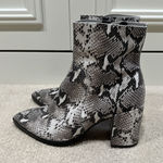 Tony Bianco  Brazen Python Print Leather Boots White Black Snakeskin Zip Photo 0