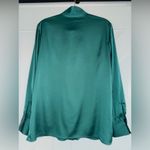Emerald Green Satin Tie Neck Button Down Blouse Size Small Size M Photo 5