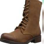 Steve Madden TROOPA 2 Brown Leather Zip Combat Boots Womens Size 8.5 Distressed Photo 2