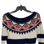 American Eagle  Sweater Dress Size Medium‎ Navy Cream Striped With Nordic Pattern Photo 1