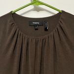 Theory ruched crew neck mini dress olive green size small pima cotton minimalist Photo 6