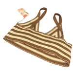 NEW Hazel Moon Brown & Cream Knit Design Crop Top Shirt Women’s Size Medium Fit! Tan Photo 1
