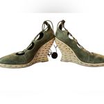 Tory Burch Heather Suede Green Gladiator Lace Espadrille Shoes Size 7 Boho Glam Photo 3
