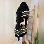 Forever 21  Contemporary Reindeer Button Up Cardigan Black Sweater Women’s M Photo 3