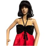 Vintage Victoria Royal Hong Kong Beaded Halter Gown Red Black Tassel Dress Small Photo 3