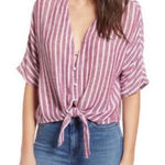 Rails  Thea Milos Stripe Red White Linen Tie‎ Front Button Down Top Sz S Photo 0