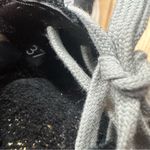 P448  Clara Metallic Faux Fur Lined Platform Slip On Sneakers Black Gold Glitter Photo 4