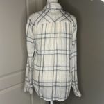 Paige  Plaid Button Down Shirt Size Small Wht/Blue/Tan Photo 2