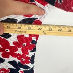 Alfred Dunner Textured Floral Top Womens M Navy Square Neck Retro Preppy Resort Blue Size M Photo 3