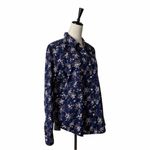 L.L.Bean Button Down Shirt Collared Top Blue Pink Floral Women’s Size Large Photo 1