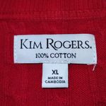 kim rogers  Size XL Cable Knit V-Neck Cotton Thin Sweater Red Classic Pullover Photo 3