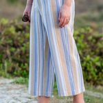 J. Jill XL Pants Cropped Wide Leg Linen Blend Striped Beachy Resort Sustainable Tan Photo 0