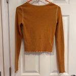 American Eagle Long Sleeve Thermal Henley Crop Top Orange Size XS Photo 1