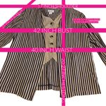 VINTAGE 1980'S DRESS SAVVY BLUE & BEIGE STRIPED BLAZER TOP (10P) Size 10 Photo 9