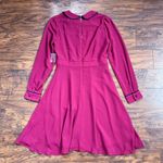 Modcloth  • Pretty Performative Dress chiffon fit & flare maroon embroidered folk Photo 10