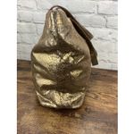 Kate Spade Gold Metallic Snake Embossed Tote Rainbow Polka Dot Lining VTG Photo 2