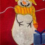 Christmas Snowman Snowflake Red Embroidered Sweater Vest 90's Style Size Large Pink Photo 5
