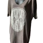 Delirious Khaki and Cream 1/2 Sleeve Scoop Neck Mesh Skull Design Shirt Size Med Photo 0