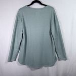 Chaser Green Waffle Knit V-Neck Long Sleeve Top Shirt Womens XL Thermal Long Hem Photo 1