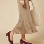 Vivaia Melody Square Toe Chunky Heels Sparkly Burgundy Slip On Pump Shoes Ballet Red Size 5.5 Photo 0