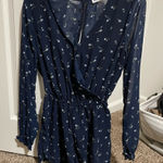 Hollister  Dark Blue Navy Floral Long Sleeve Romper Chiffon size S Photo 0
