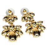 Pink Stone & Faux Pearl DBL BUMBLE BEE DANGLE EARRINGS Glass Stones Post Studs Photo 2