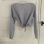 Brandy Melville  John Galt Coco Wrap Top in Blue Pinstripe Photo 3