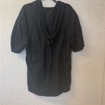 Norma Kamali  Women Size XS Black oversized Cotton hooded‎ top drawstring waist Photo 4