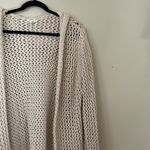 Nicole Miller Cream Open-Knit Women's Sweater with hoodie Size XL Photo 4