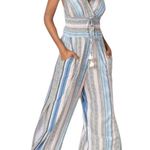 Venus  Striped Boho Side Slit Sleeveless Halter Jumpsuit Womens Large Photo 5